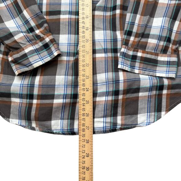 Patagonia Shirt Men's XS Button Front Plaid 100% Organic Cotton Gray Brown - Picture 9 of 9